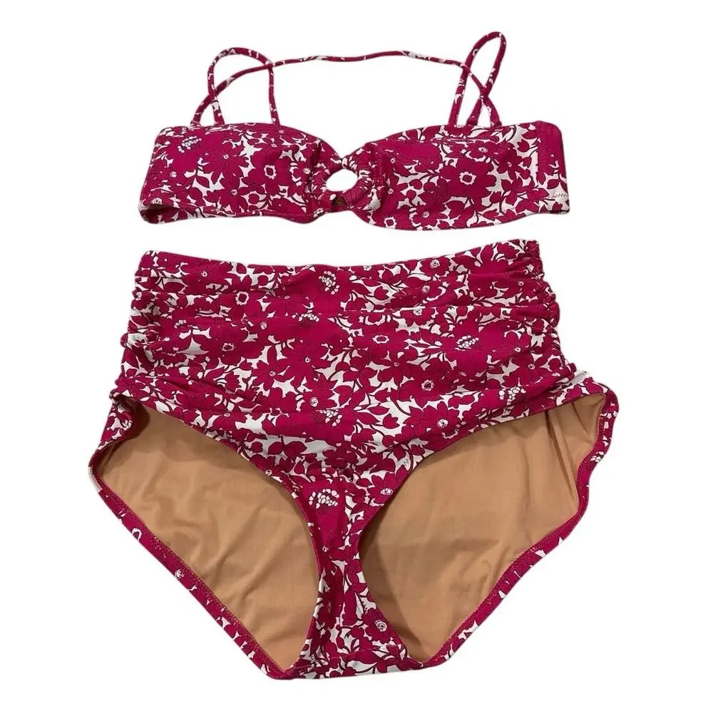 J.Crew Small Medium Pink Floral Bikini Set Bathing Suit Summer Swim Vacation